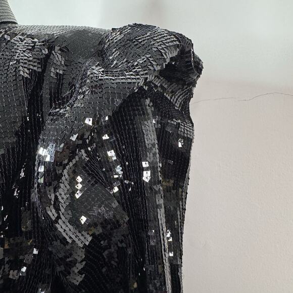 Saint Laurent Ruched Sequin Mini Dress Black Size 40F NWT $5,490 Rare Retro Glam - Picture 6 of 15